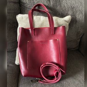 Portland leather goods cranberry leather crossbody